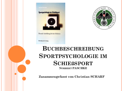 Buchbeschreibung Sportpsychologie im Schießsport