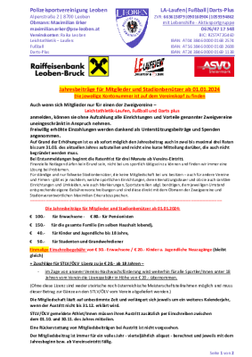 Mitgliedsbeitrage ab 01.01.2024